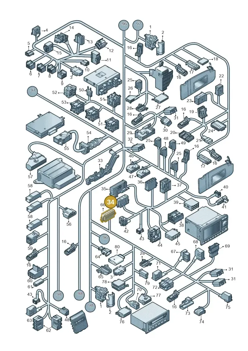 4B0972643 — Audi A3/S3/Sportb./qu. 08 (2007-) diagram 638971820, position 34