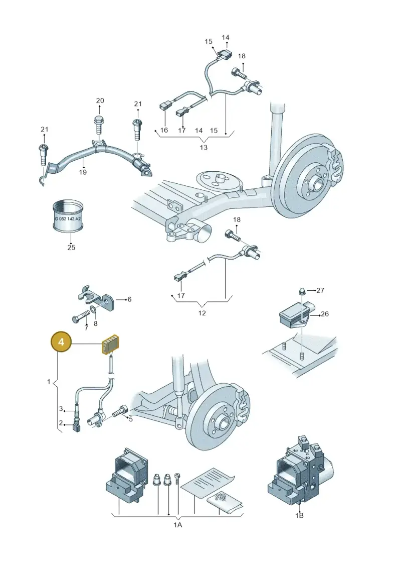 4B0973605 — Audi A4/S4 Cabrio./qu. (2002-2006) diagram 273927000, position 4