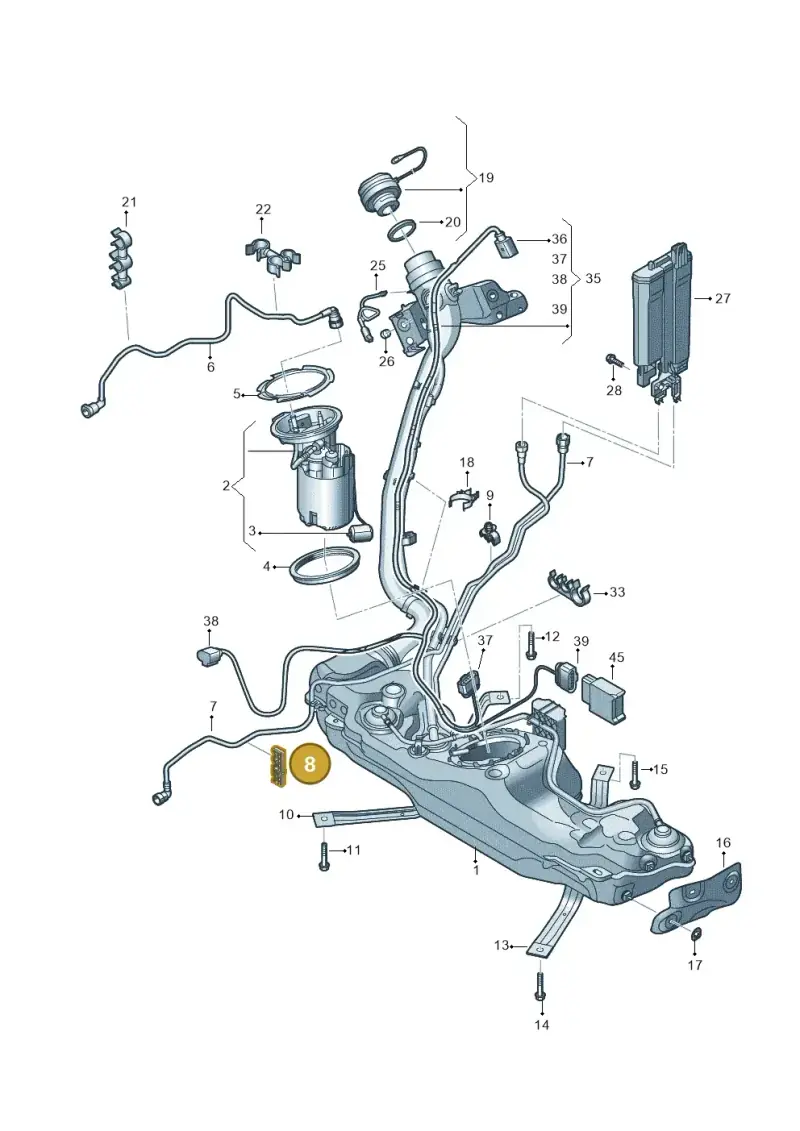 4B3616739 — Audi A3 Sportback (2019-2021) diagram 596201180, position 8