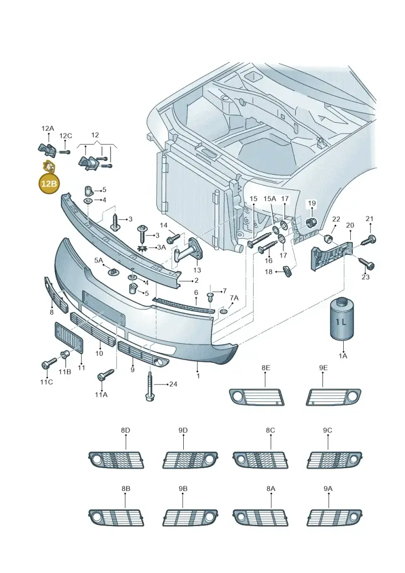 4B3807787 — Audi A6/Wagon/quattro (2001-2004) diagram 260807000, position 12B