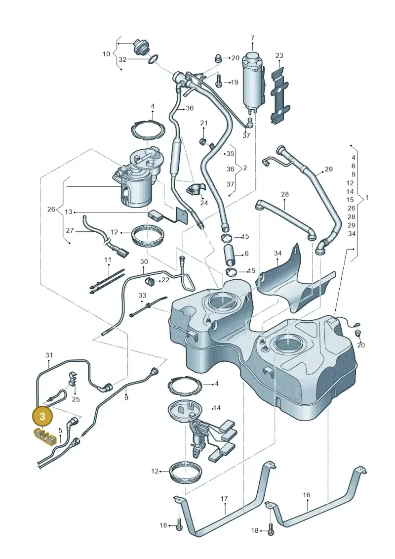 4D0201278Q — Audi A1 Sportback (2010-2015) diagram 708201050, position 3