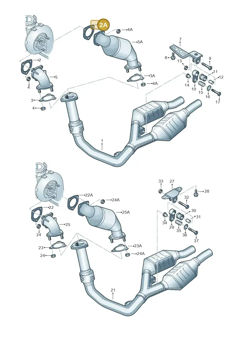 4D0253115D — Audi A6/Wagon/quattro (2001-2004) diagram 264253670, position 2A