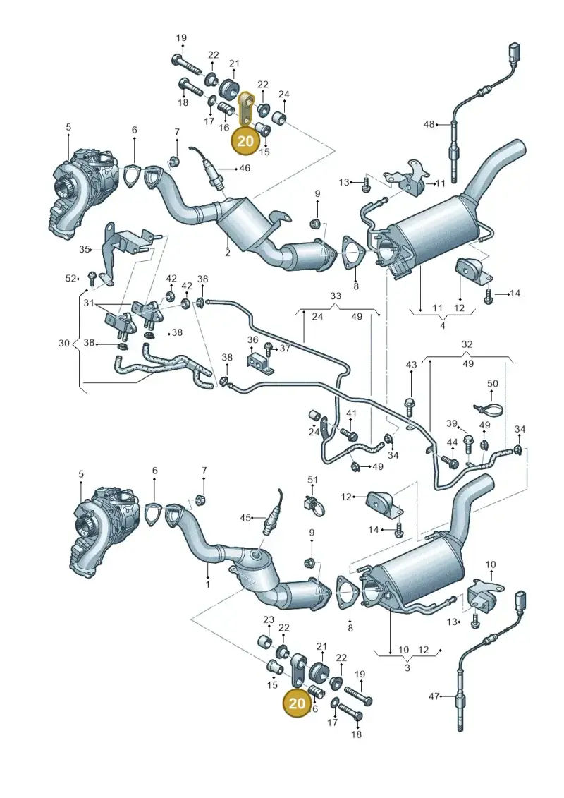 4D0253295F — Audi Q7 qu. 3.0 TDI (2009-2015) diagram 493253750, position 20