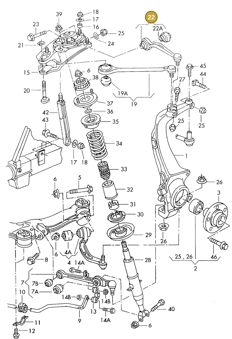 4D0407510J — Audi A8 quattro (1999-2002) diagram 152407100, position 22