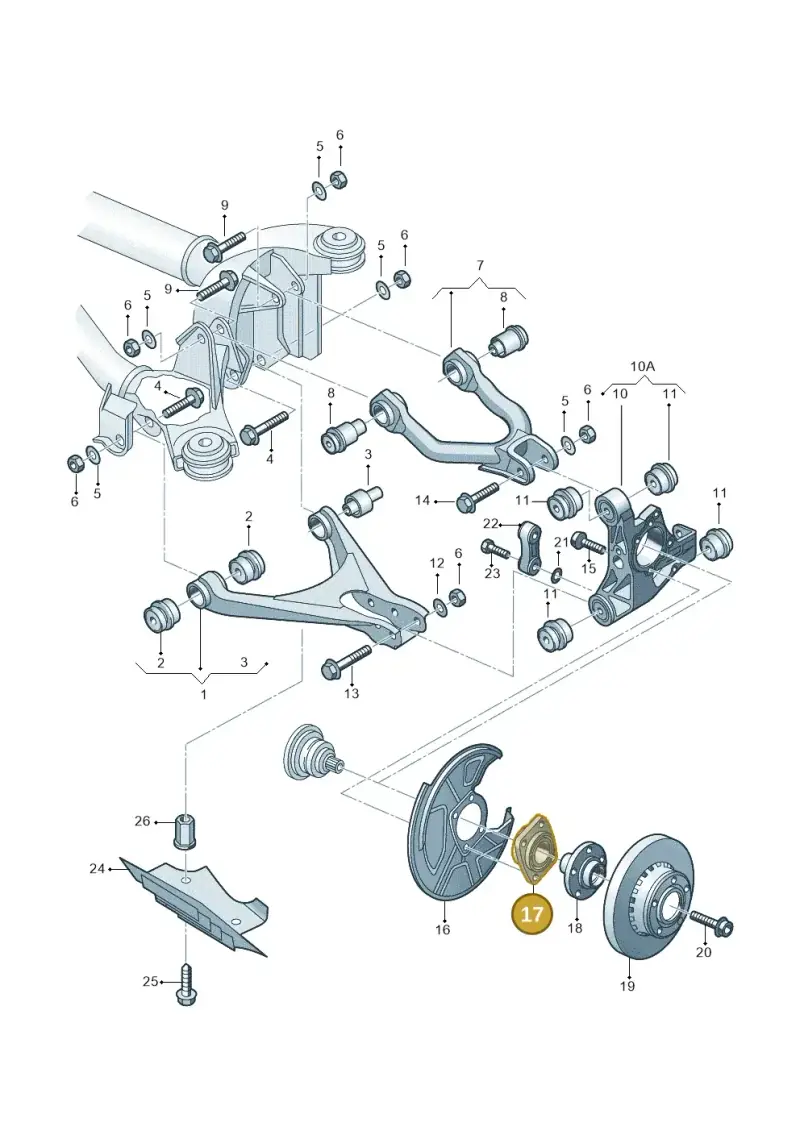 4D0407625H — Audi A6/Wagon/quattro (2001-2004) diagram 260505350, position 17