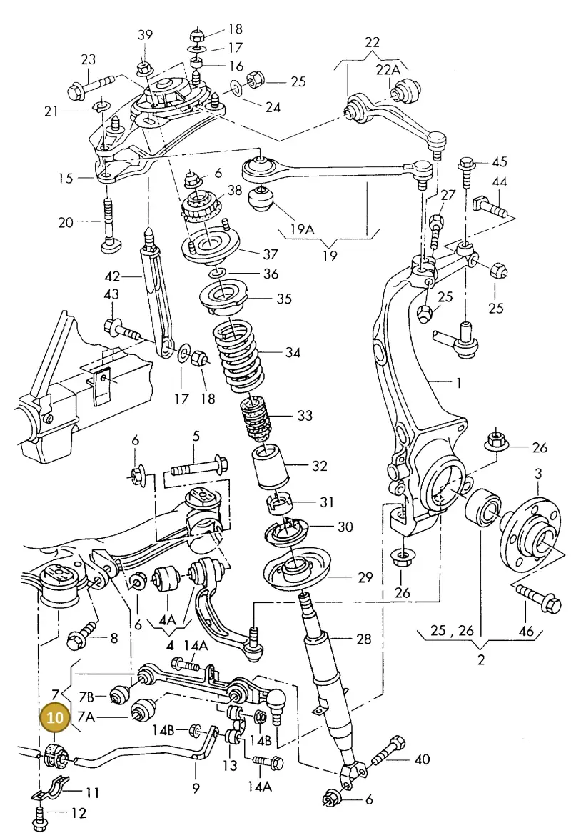 4D0411327H — Audi A8 quattro (1999-2002) diagram 152407100, position 10