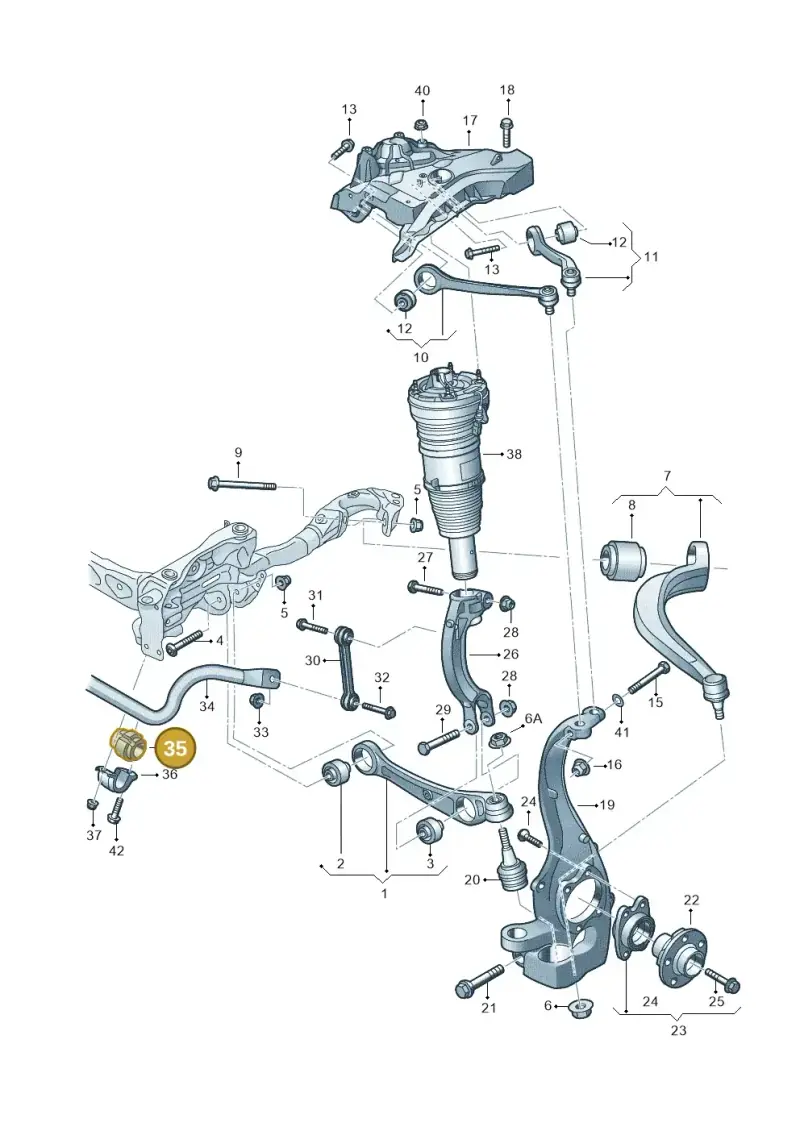 4D0411327H — Audi A8L qu. 3.0 TDI (2009-2014) diagram 696407010, position 35
