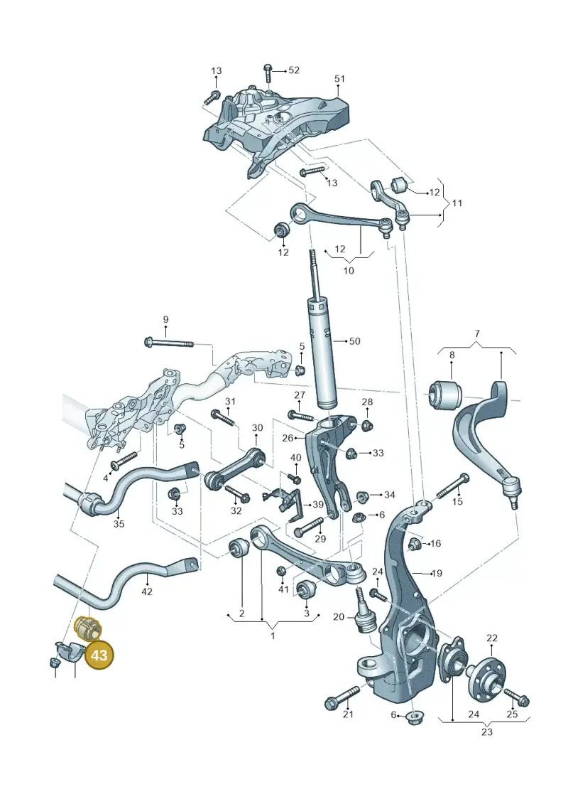 4D0411327J — Audi A6 2.0 (2018-) diagram 897407000, position 43