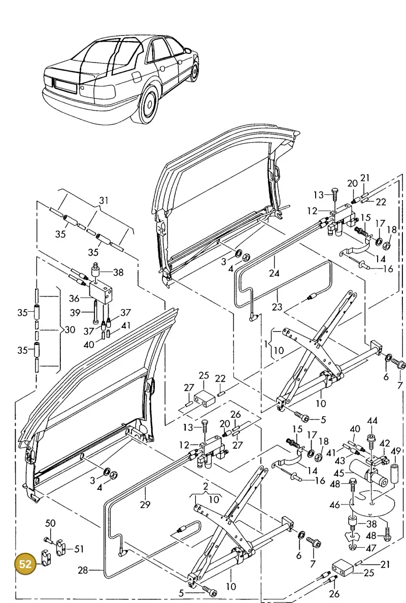 4D0611797P — Audi A8 quattro (1999-2002) diagram 255837650, position 52