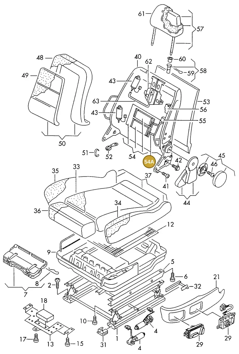 4D0862225M — Audi A8 quattro (1999-2002) diagram 153881300, position 54A