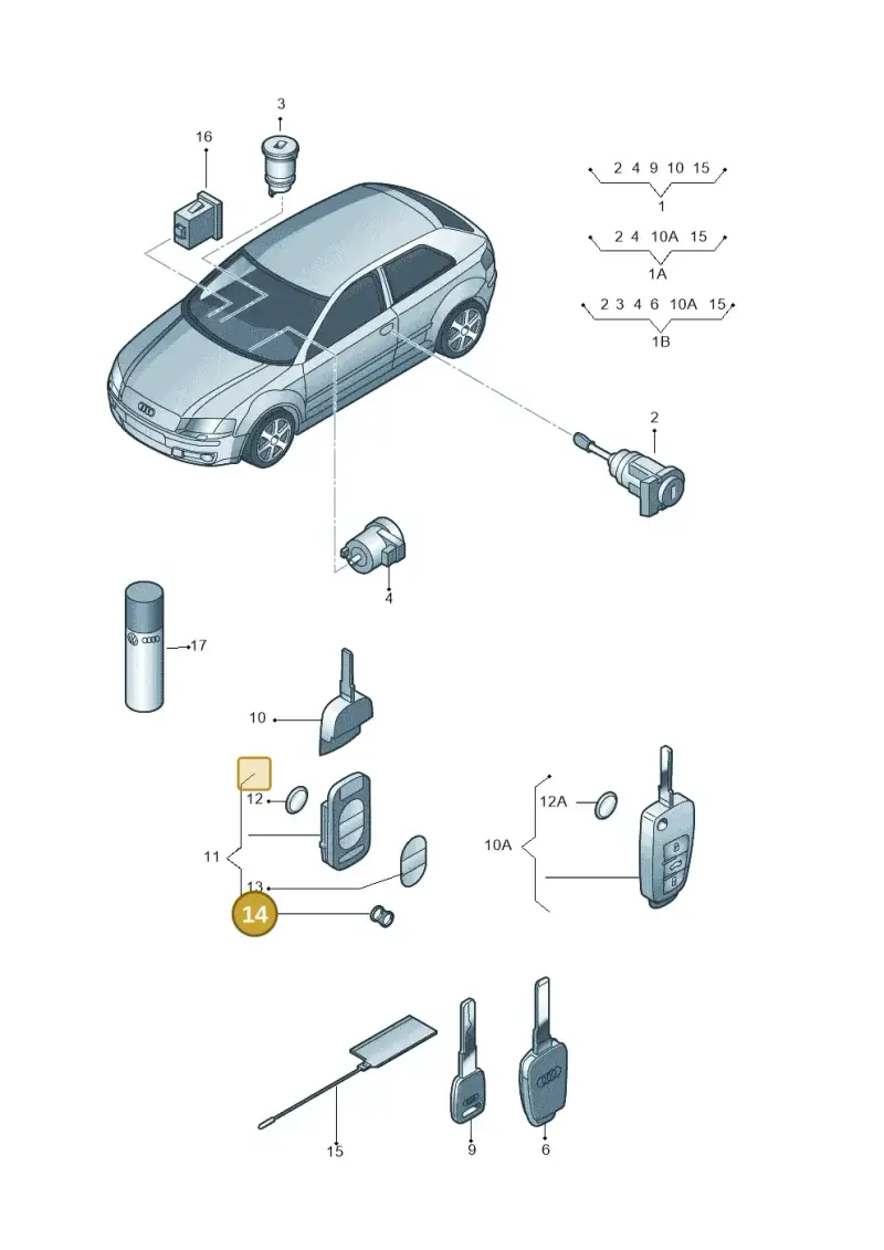 4D0905835 — Audi A3/S3/quattro (2005-2007) diagram 412837100, position 14