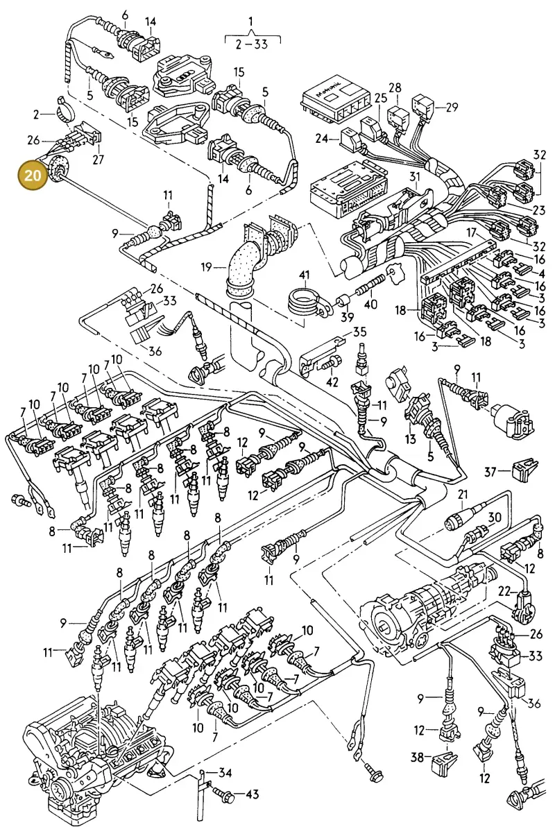 4D0971872A — Audi A8 quattro (1999-2002) diagram 153971600, position 20