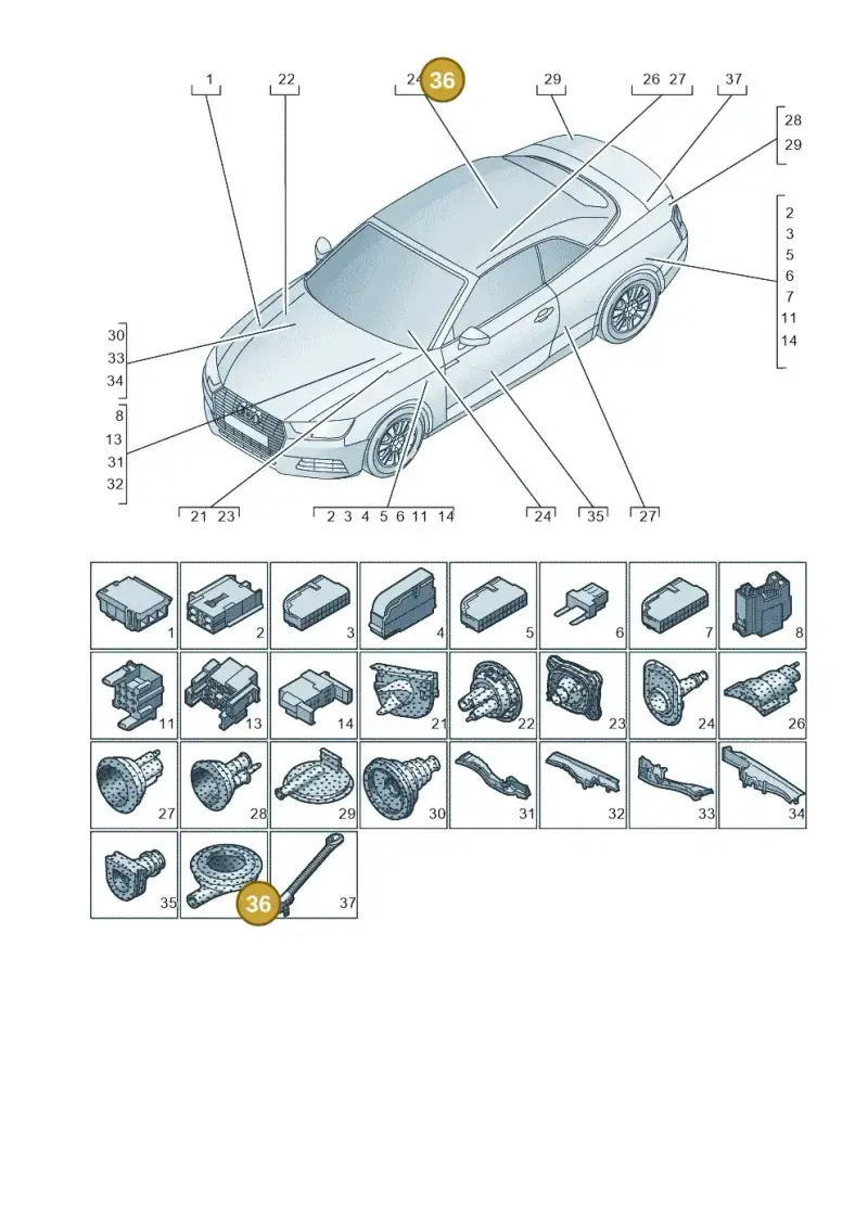 4D0971908B — Audi A5 Cabrio 2.0 (2016-2018) diagram 848971780, position 36