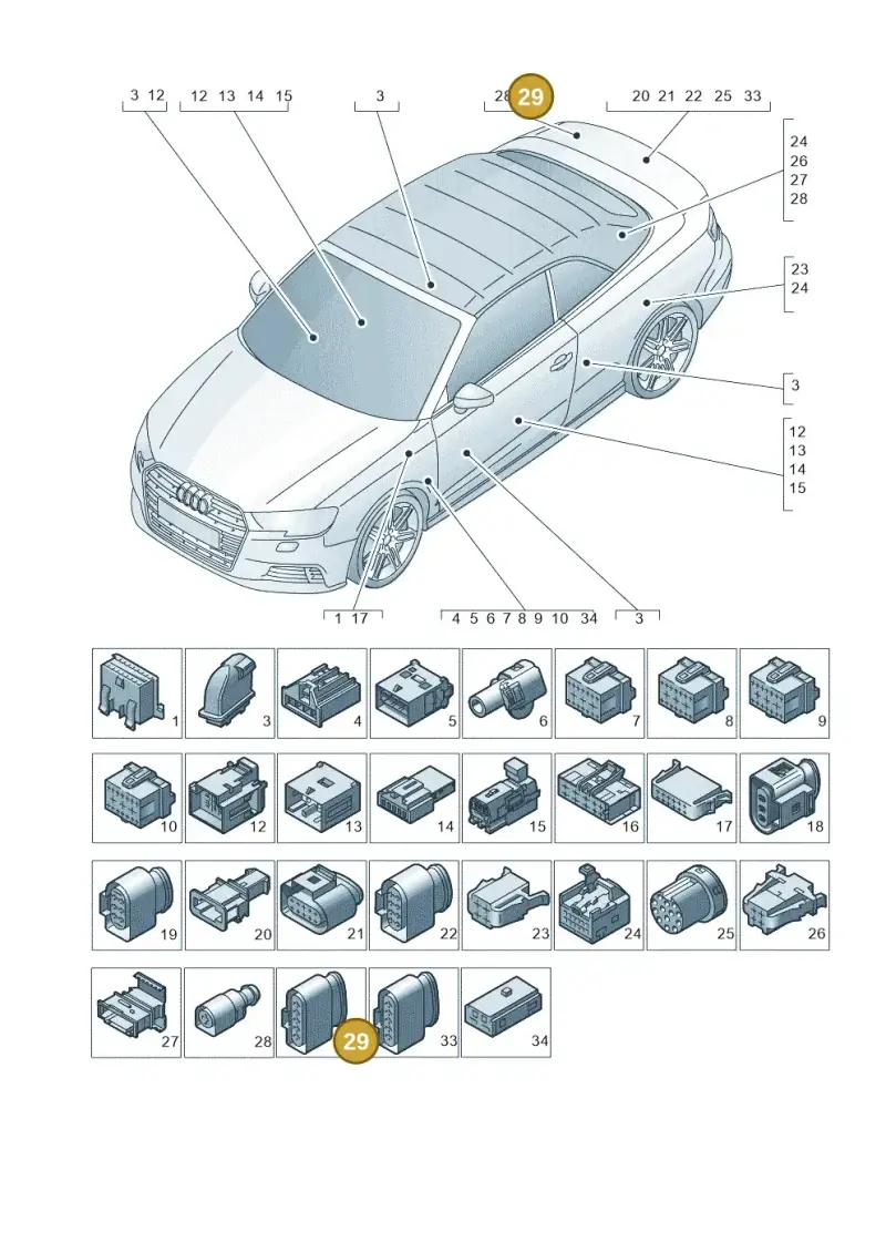 4D0973725 — Audi A3 Cabrio (2016-2020) diagram 891971790, position 29