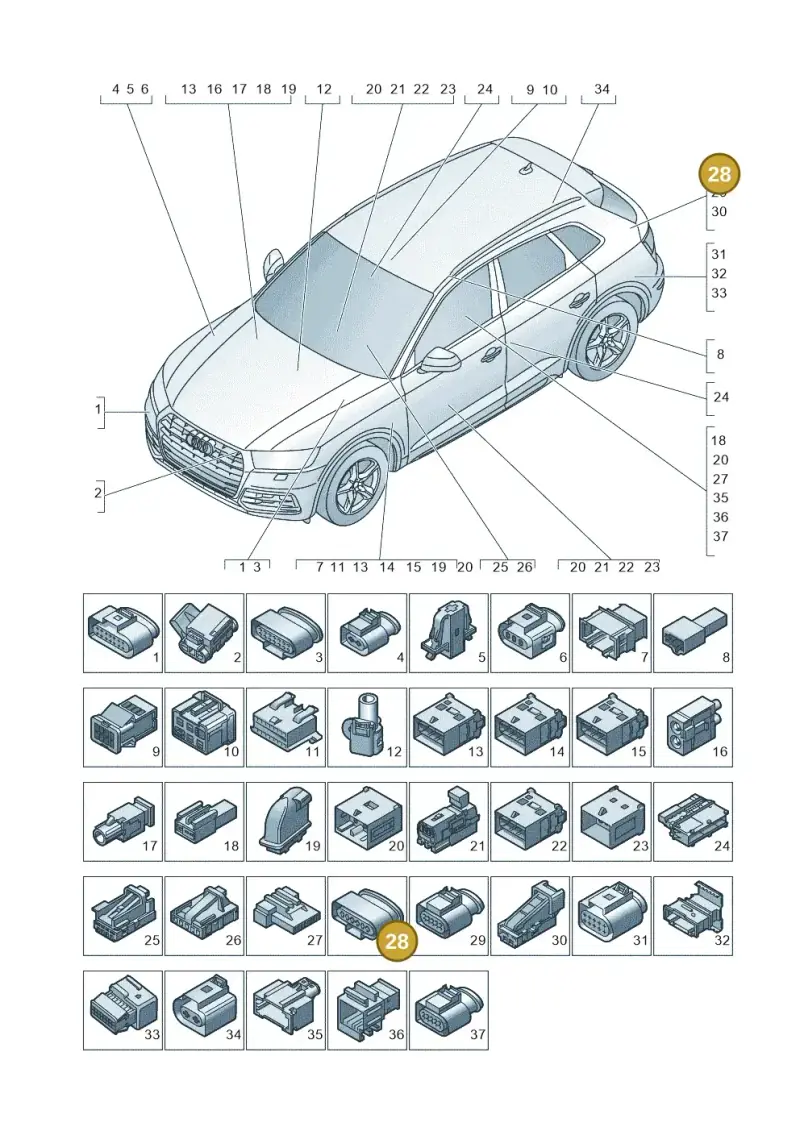 4D0973725 — Audi Q5 (2016-2020) diagram 896971790, position 28