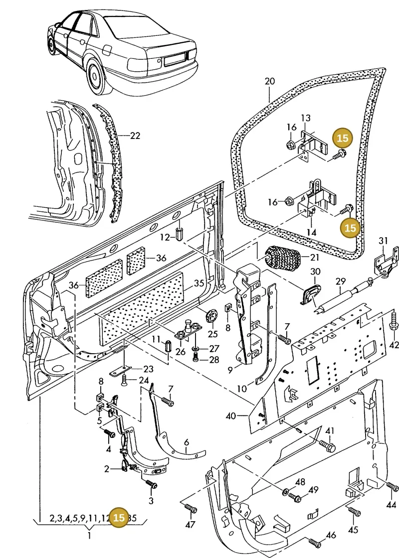 4D4831549A — Audi A8 quattro (1999-2002) diagram 255831500, position 15