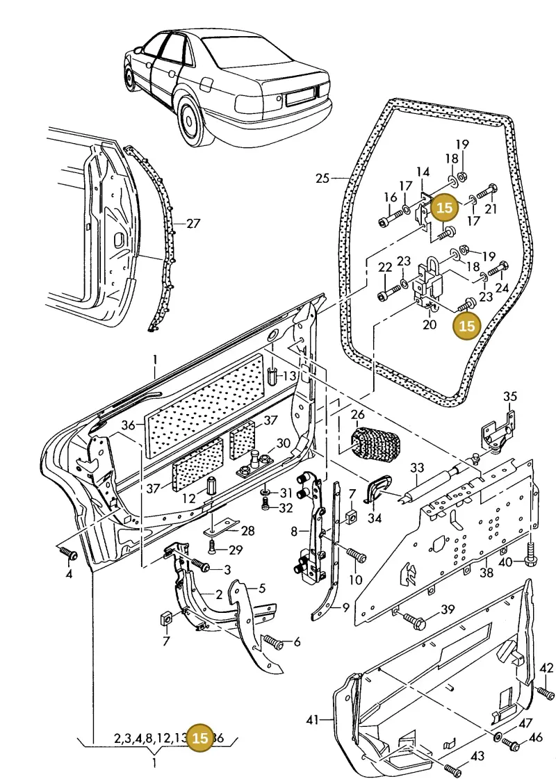 4D4831549A — Audi A8 quattro (1999-2002) diagram 255833500, position 15