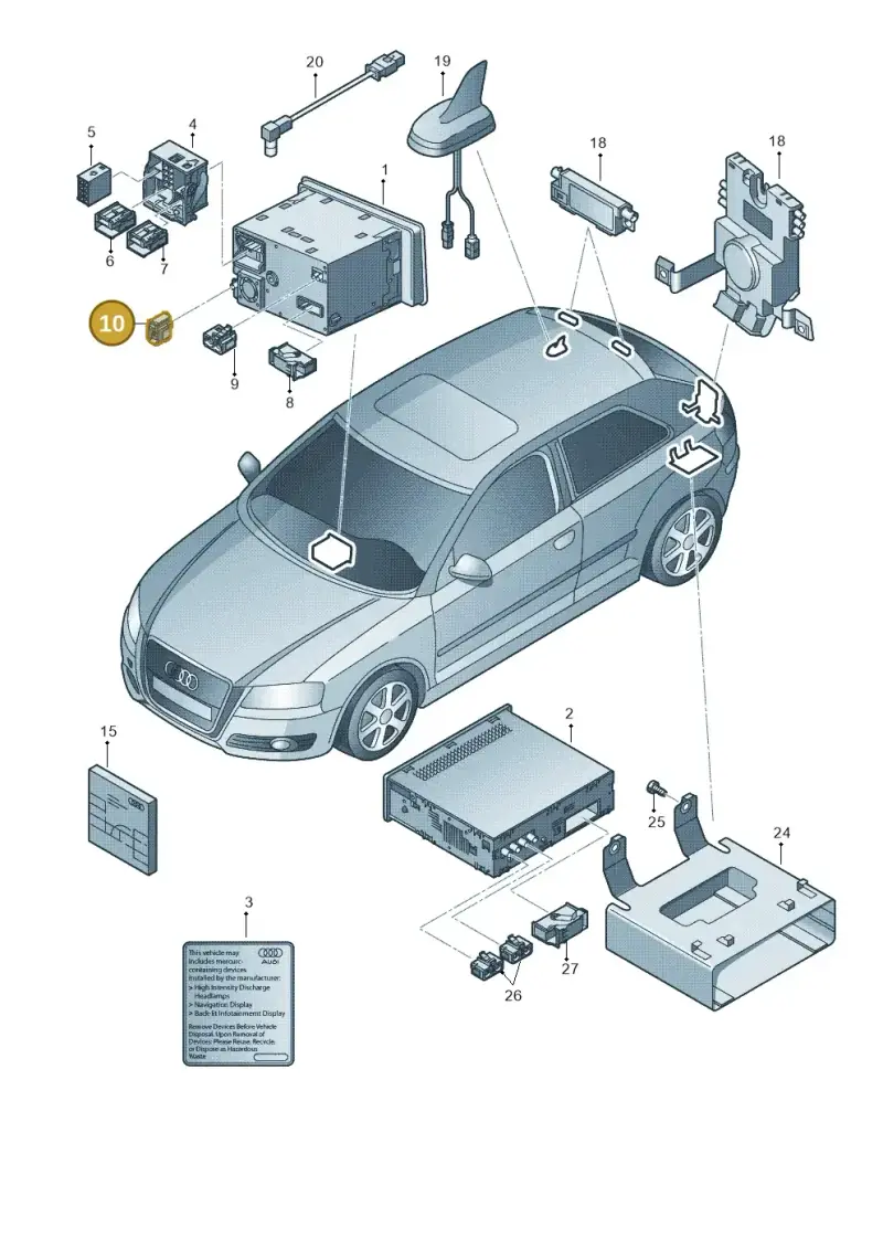 4E0035610K — Audi RS3 Sportback (2011-2012) diagram 638035000, position 10