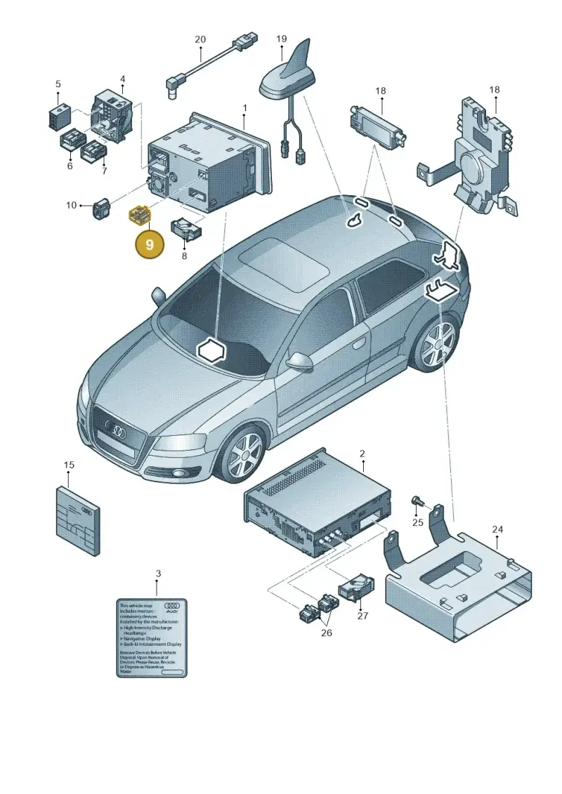 4E0035672K — Audi RS3 Sportback (2011-2012) diagram 638035000, position 9