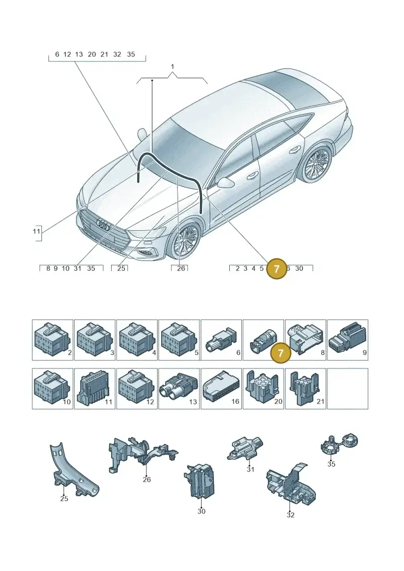 4E0035749F — Audi RS7 Sportback (2019-) diagram 435971900, position 7