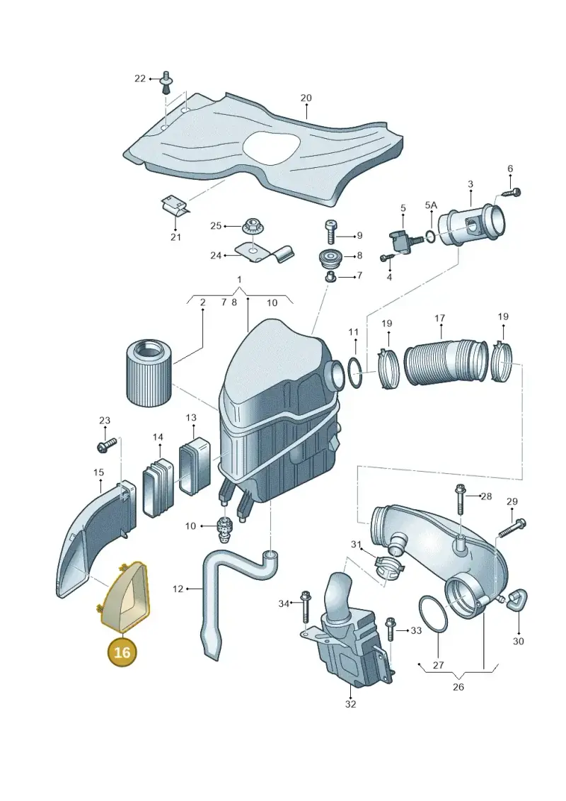 4E0129617P — Audi A8/S8/qu. lang (2003-2007) diagram 291133050, position 16