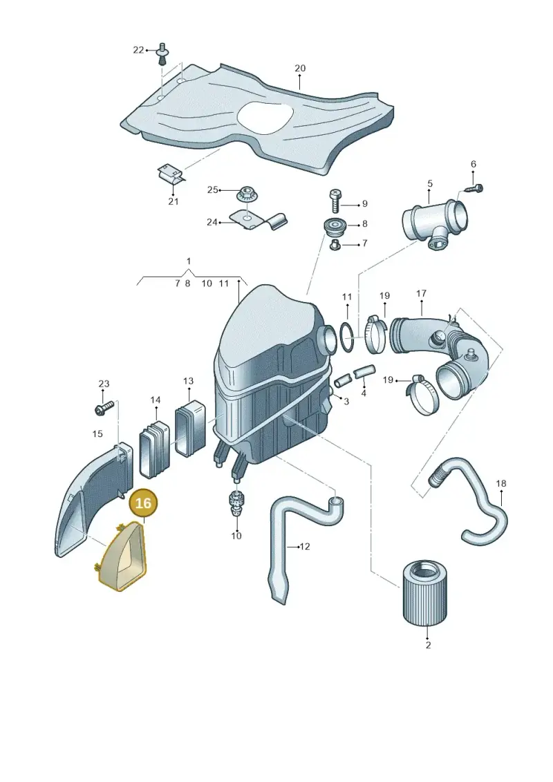 4E0129617P — Audi A8/S8/qu. lang (2003-2007) diagram 291133400, position 16