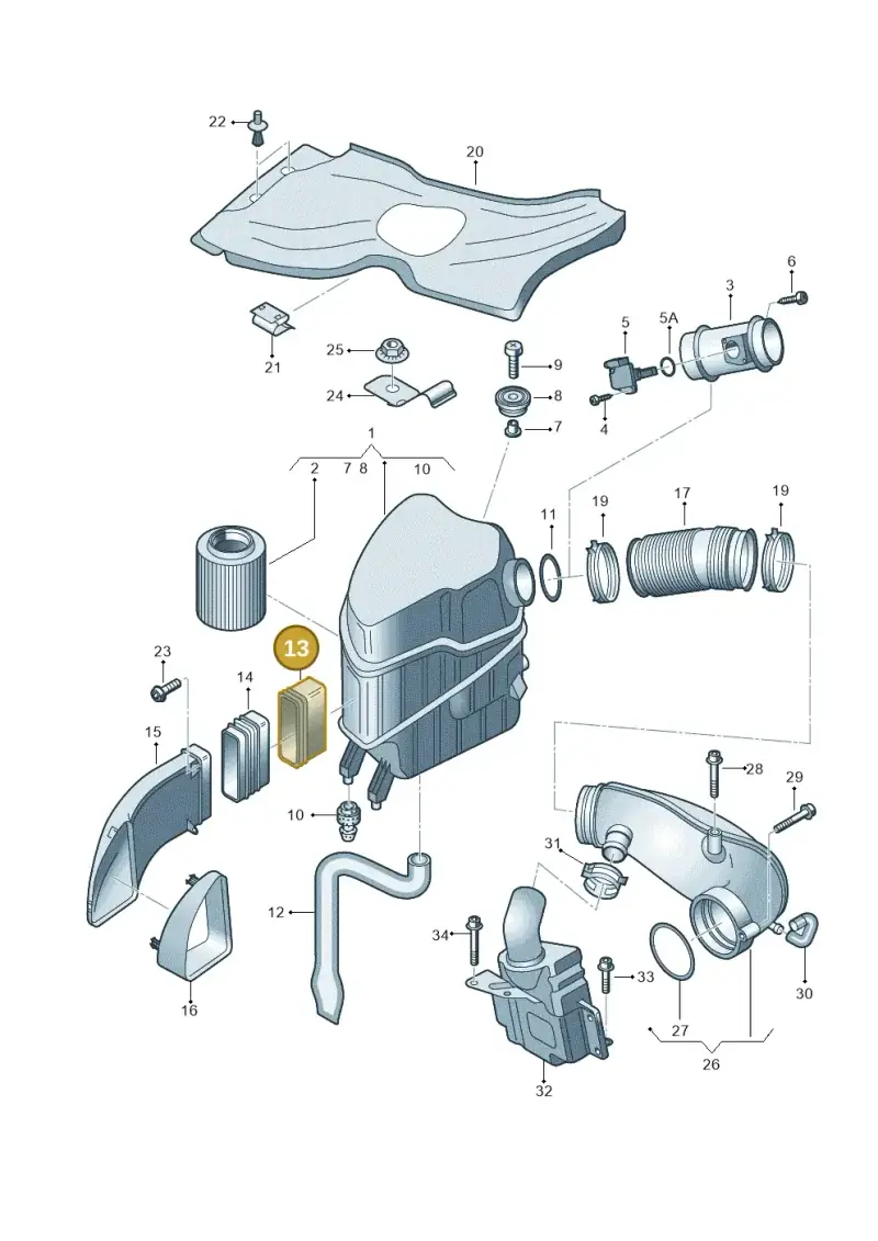 4E0129627K — Audi A8/S8/qu. lang (2003-2007) diagram 291133050, position 13