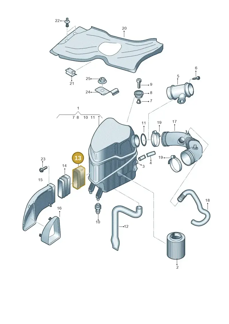 4E0129627K — Audi A8/S8/qu. lang (2003-2007) diagram 291133400, position 13