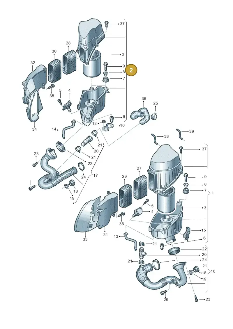 4E0133838D — Audi A8/S8/qu. lang    08> (2007-) diagram 291129350, position 2