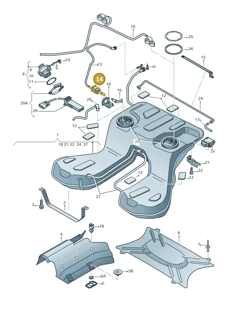 4E0201245A — Audi A8/S8/qu. lang    08> (2007-) diagram 291201050, position 14