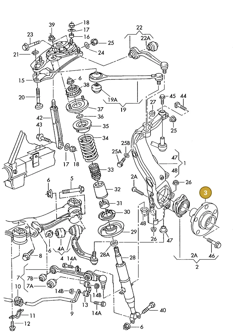 4E0407613C — Audi A8 quattro (1999-2002) diagram 255407110, position 3