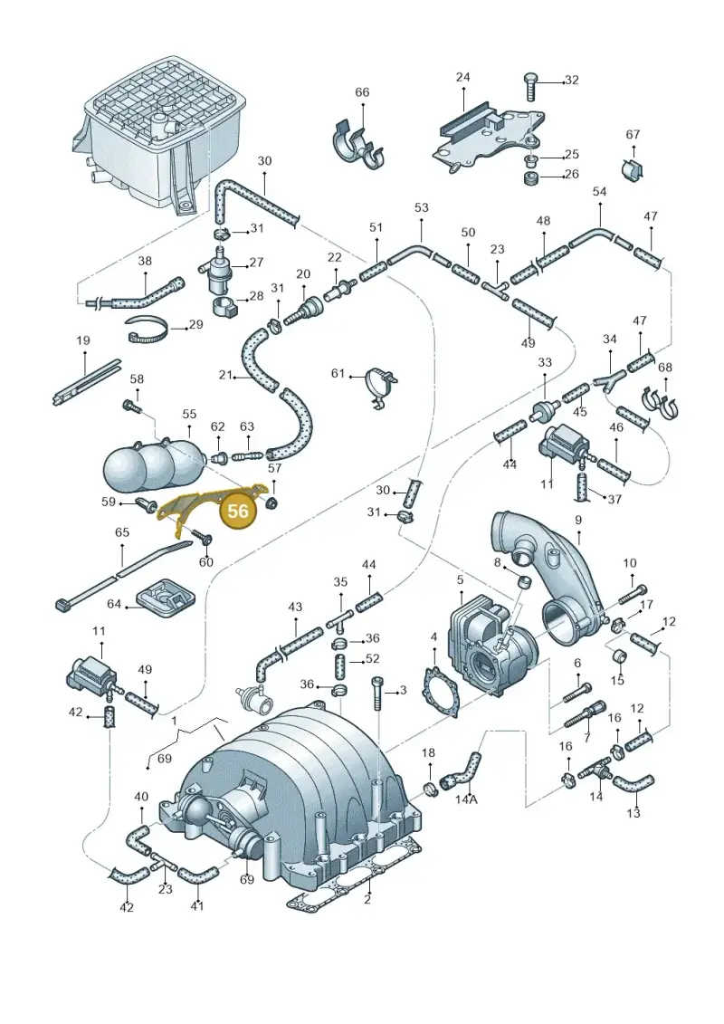 4E0809163A — Audi A8/S8/qu. lang (2003-2007) diagram 264133780, position 56