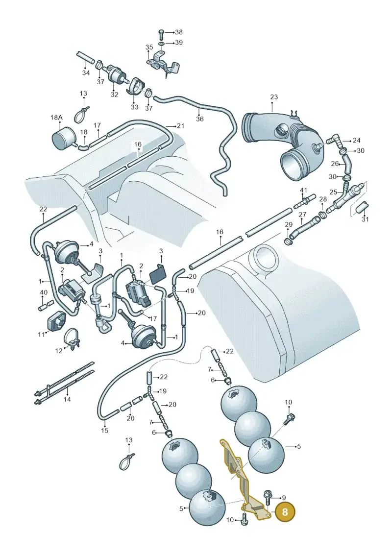 4E0809163A — Audi A8/S8/qu. lang (2003-2007) diagram 291133550, position 8