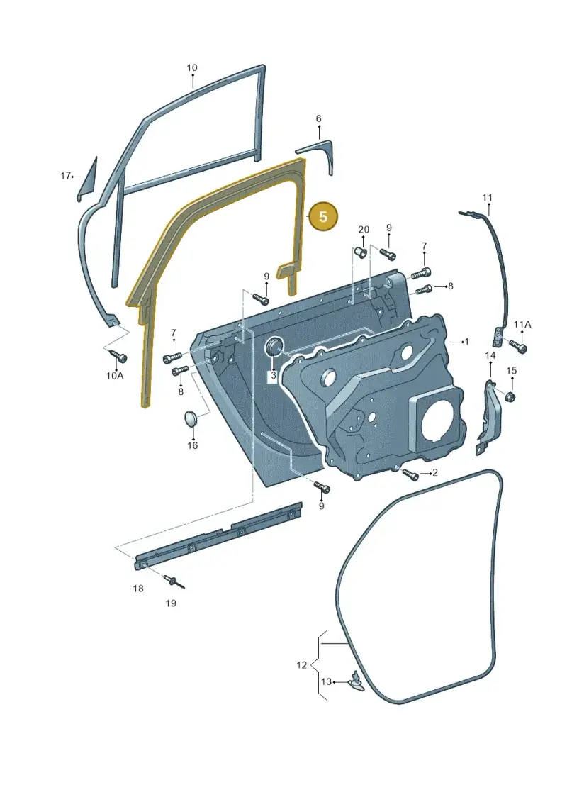 4E0839629H — Audi A8/S8/qu. lang    08> (2007-) diagram 291839400, position 5