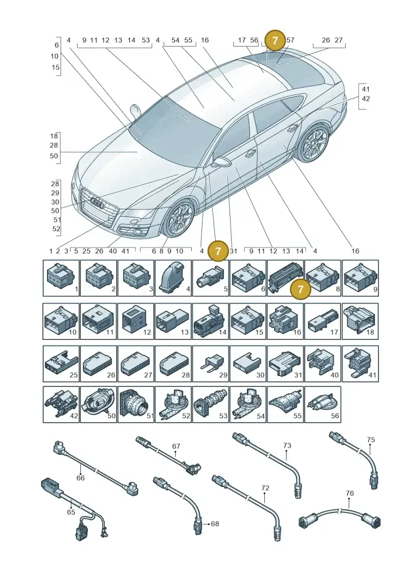 4E0906230 — Audi RS7 Sportback (2013-2018) diagram 765971790, position 7