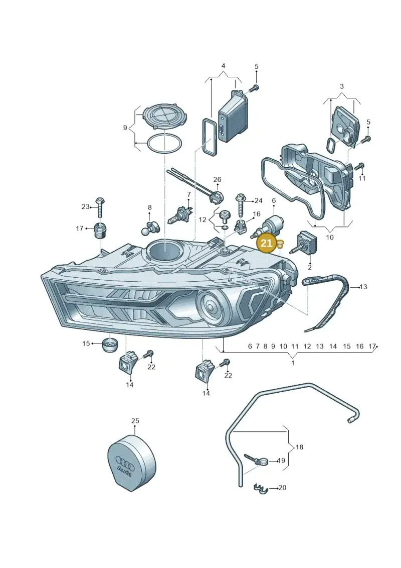 4E0941041 — Audi Q7 qu. 3.0 TDI (2015-2019) diagram 859941000, position 21
