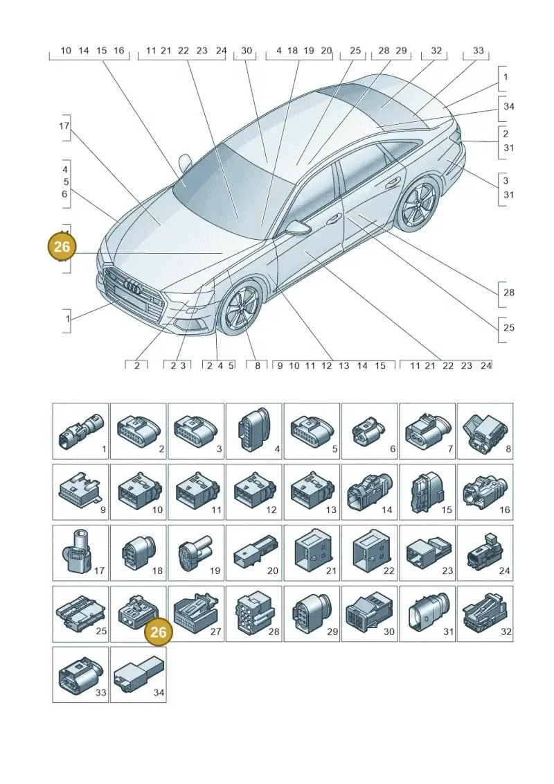 4E0973302 — Audi A6 2.0 (2018-) diagram 430971820, position 26
