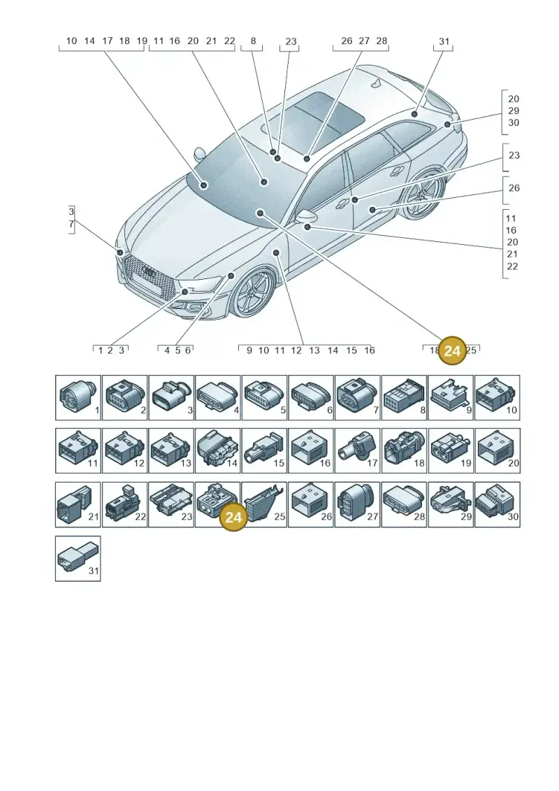 4E0973302 — Audi RS4 Avant (2017-) diagram 438971820, position 24