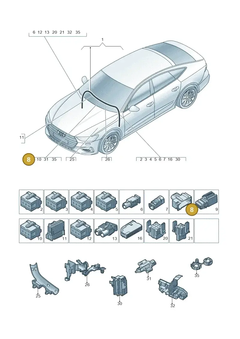 4E0973702 — Audi RS7 Sportback (2019-) diagram 435971900, position 8