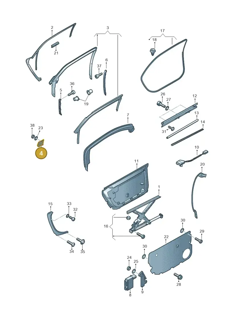 4E4839095 — Audi A8/S8/qu. lang    08> (2007-) diagram 291839350, position 4