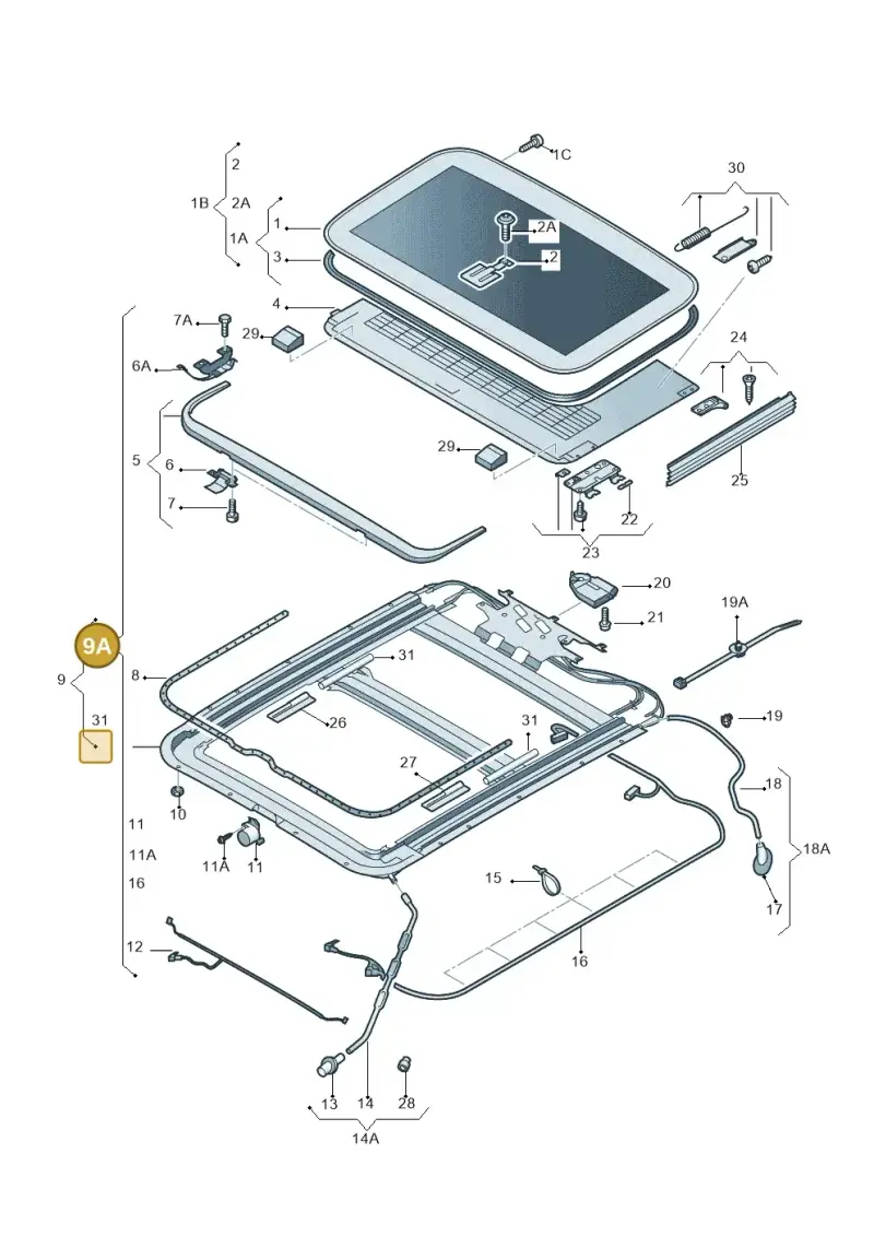 4E5877049A — Audi A8/S8/qu. lang    08> (2007-) diagram 291877000, position 9A