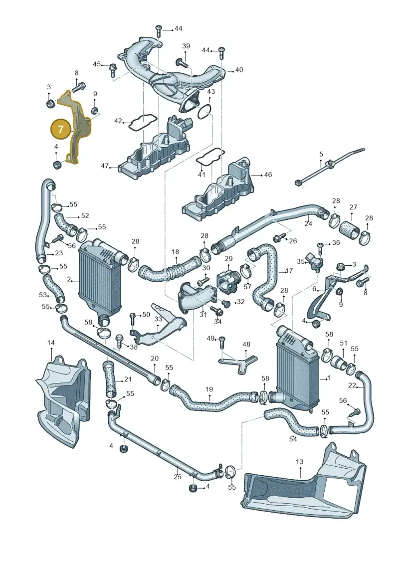 4F0145814S — Audi A6 2.7 TDI (2008-2011) diagram 448145450, position 7