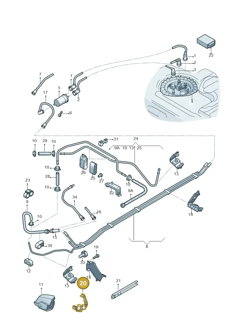4F0201449K — Audi A6 2.7 TDI (2008-2011) diagram 448201350, position 20