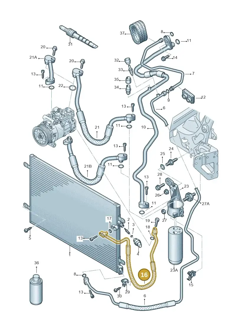 4F0260701T — Audi A6 2.7 TDI (2008-2011) diagram 448260400, position 16