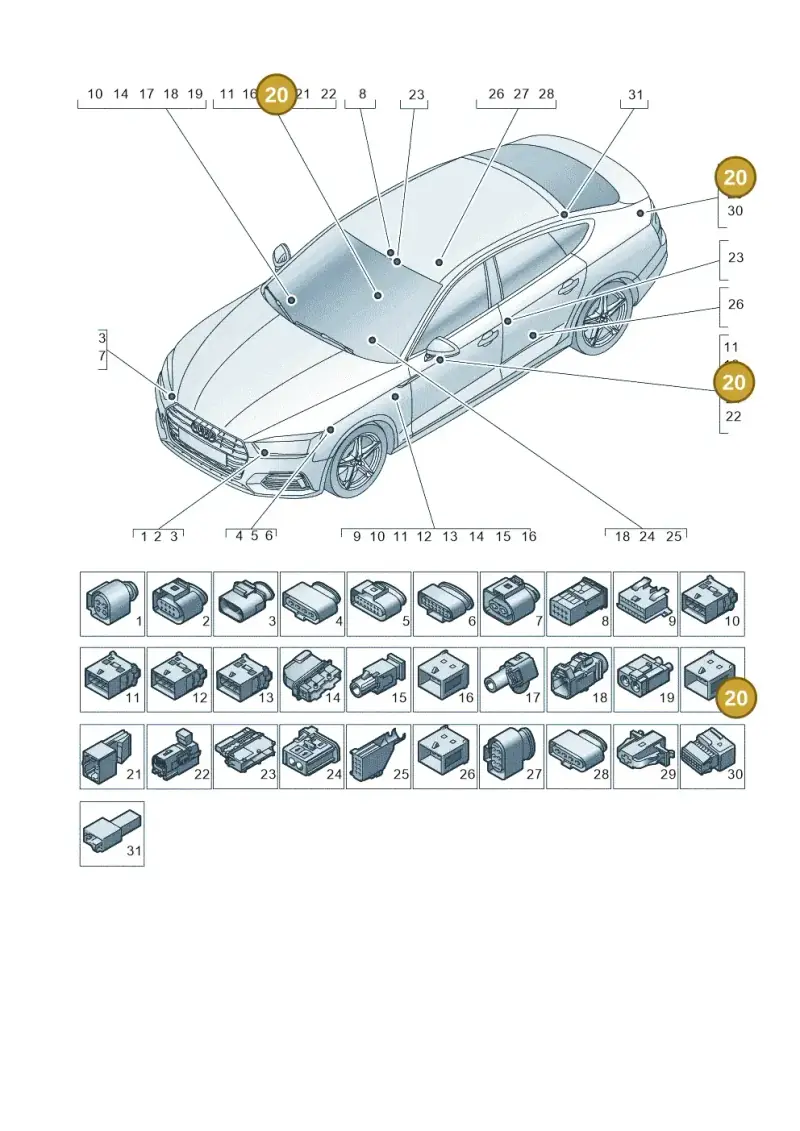 4F0937733 — Audi RS5 Sportback (2017-) diagram 897971790, position 20