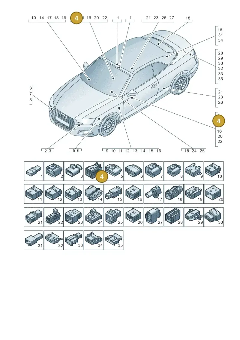 4F0937741A — Audi A5 Cabriolet (2016-2025) diagram 848971790, position 4