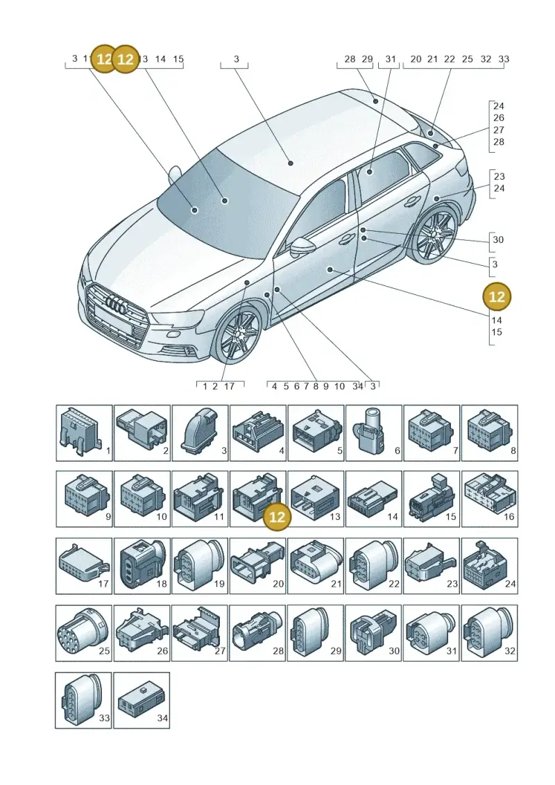 4F0937743B — Audi RS3 Limousine (2017-2020) diagram 890971790, position 12