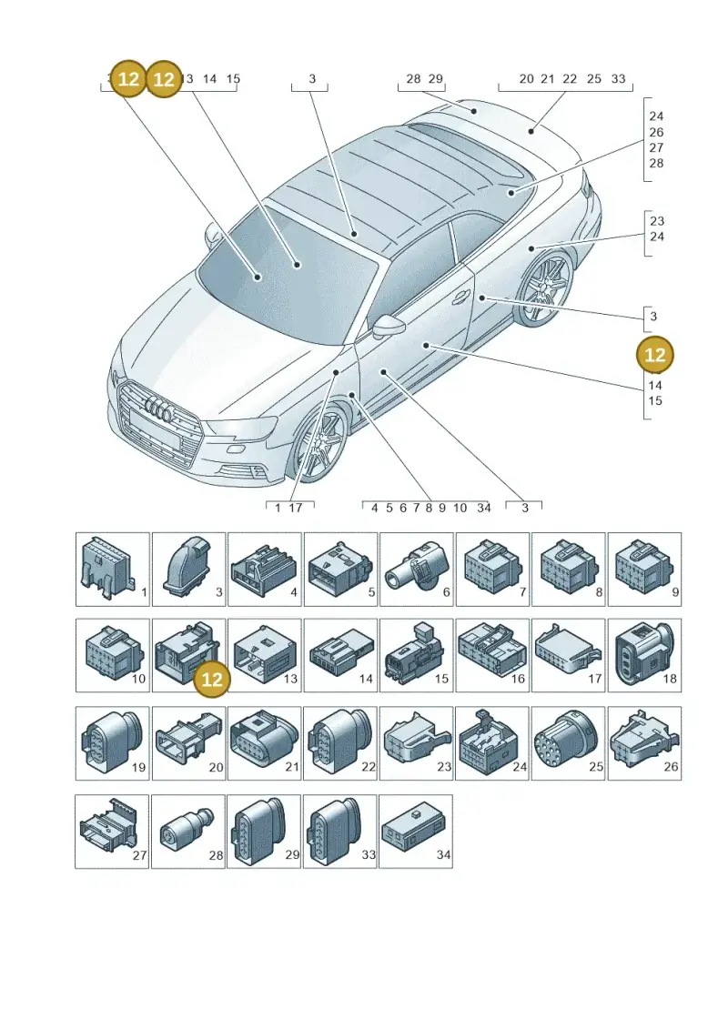 4F0937743B — Audi A3 Cabriolet (2016-2020) diagram 891971790, position 12