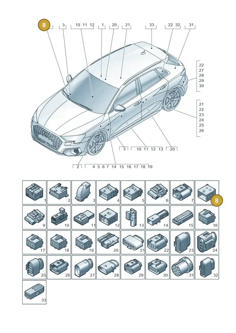 4F0937743E — Audi A3 Sportback (2019-2025) diagram 596971820, position 8