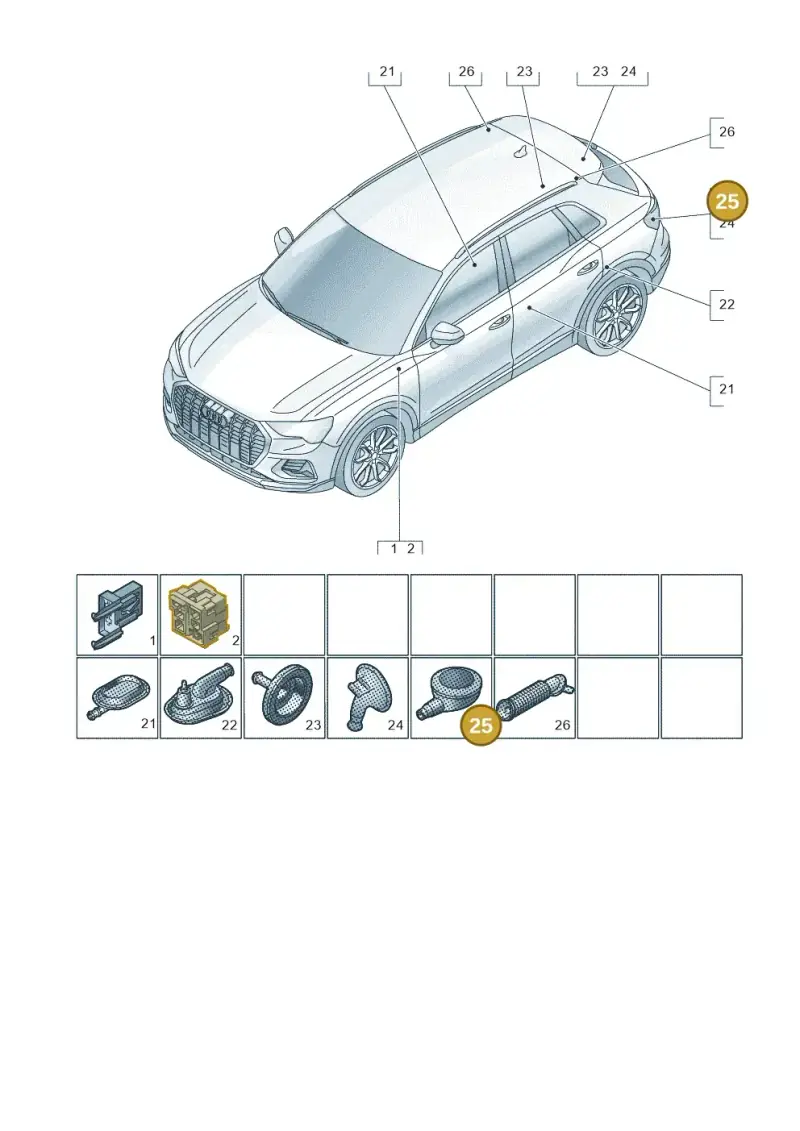 4F0971841F — Audi RS Q3 Sportback (2019-2024) diagram 597971810, position 25